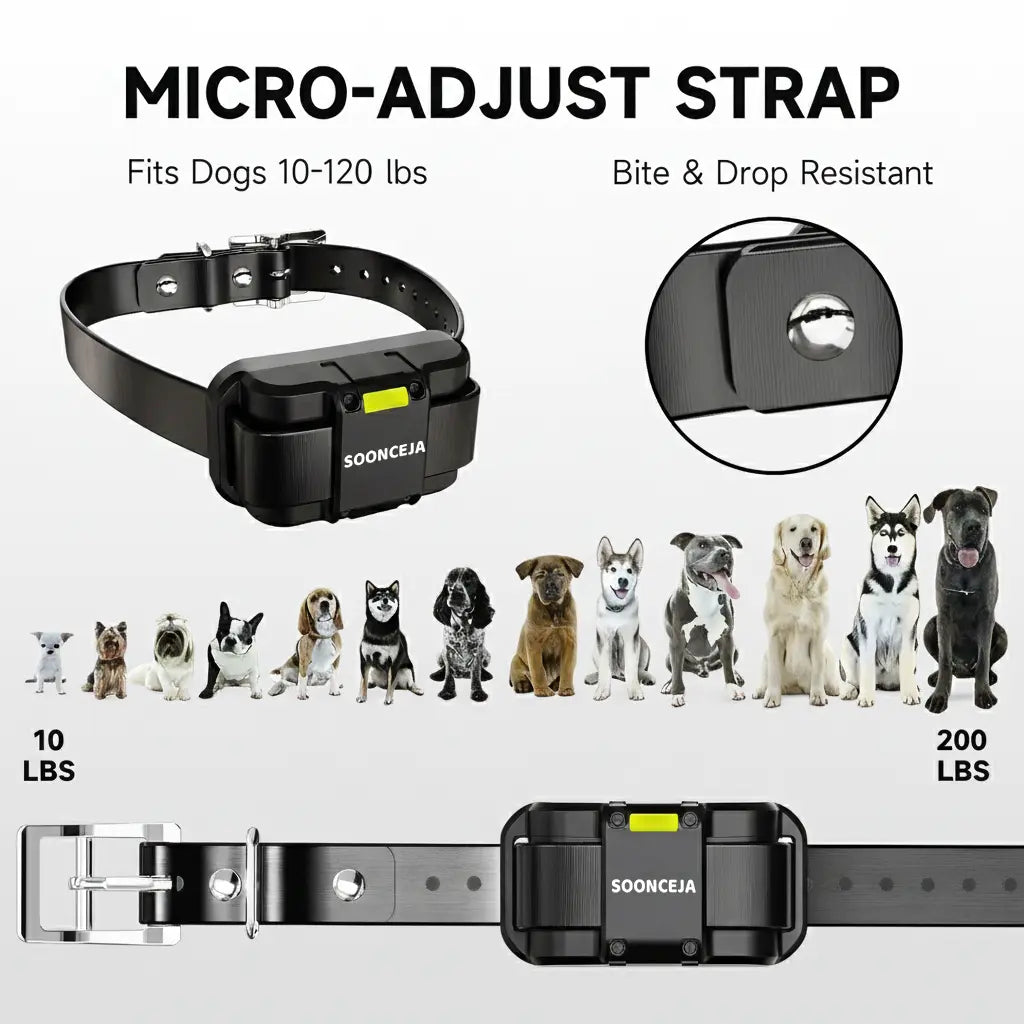SOONCEJA 5280FT Remote Dog Training Collar - Waterproof Rechargeable E-Collar with 2 Stimulation Modes, Vibration, Tone, Night Light, and Pocket Clip for Medium to Large Dogs