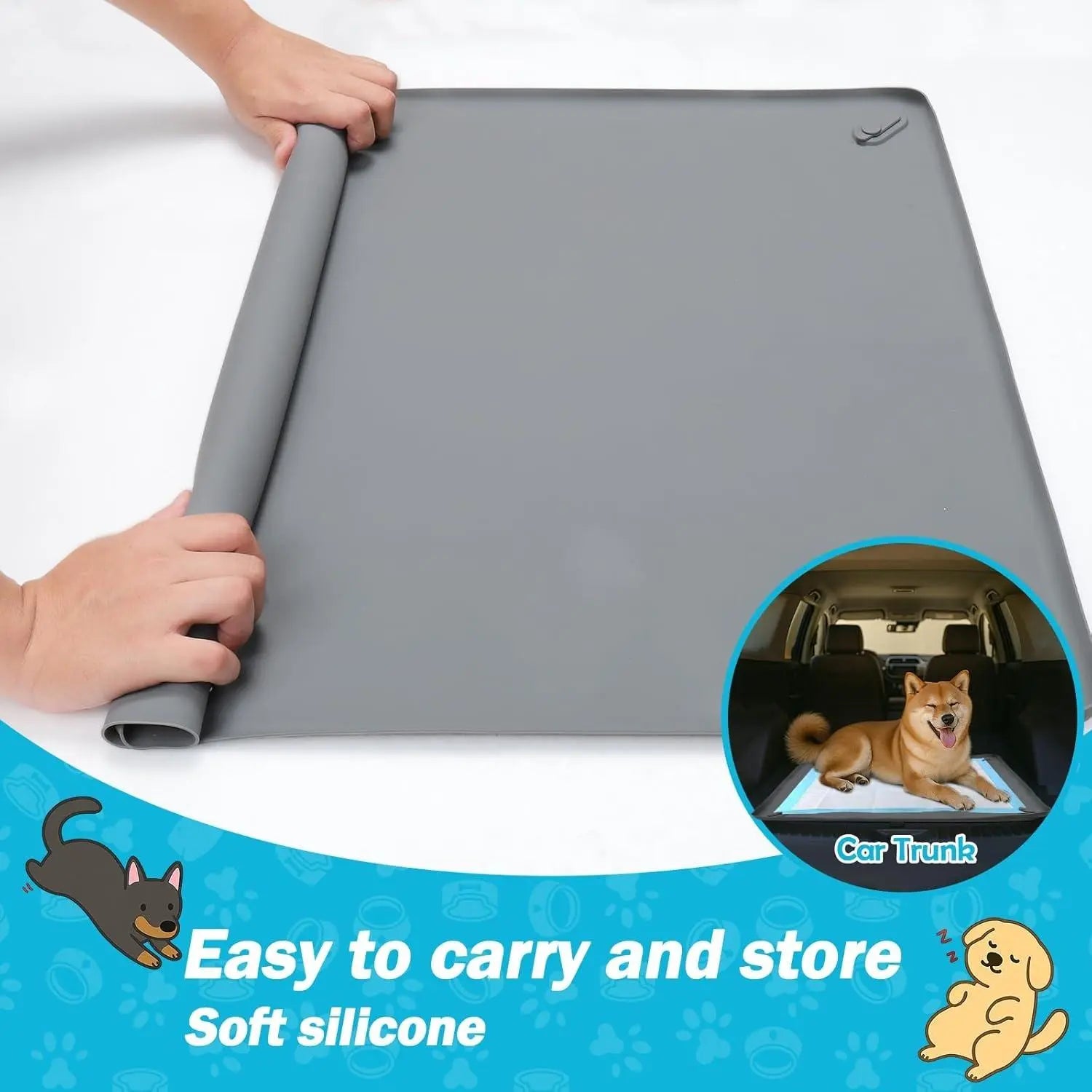 Dog Pee Pad Holder Tray - Fits Up to 36” x 23” Pads for Dogs - Durable Grip, Elevated Edges, and Easy-to-Clean Silicone Surface for Indoor Protection