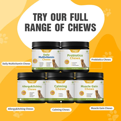 Jagy Omega-3 Allergy Relief Chews for Dogs - 120 Natural Fish Oil Treats for Itchy Skin, Hot Spots, and Shedding with Advanced Skin & Coat Vitamins for Optimal Pet Health