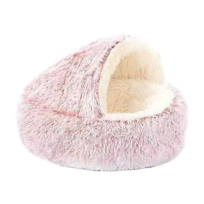 Winter Plush Round Pet Bed - Cozy Nesting Cushion for Small Dogs and Cats