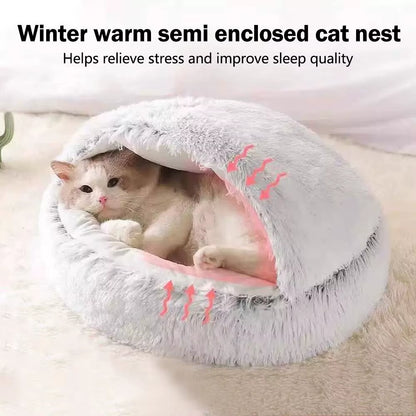 Winter Plush Round Pet Bed - Cozy Nesting Cushion for Small Dogs and Cats