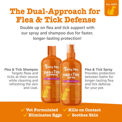 Fresh Start Pet Wash and Protect - 16 oz Shampoo and 16 oz Flea and Tick Spray Set