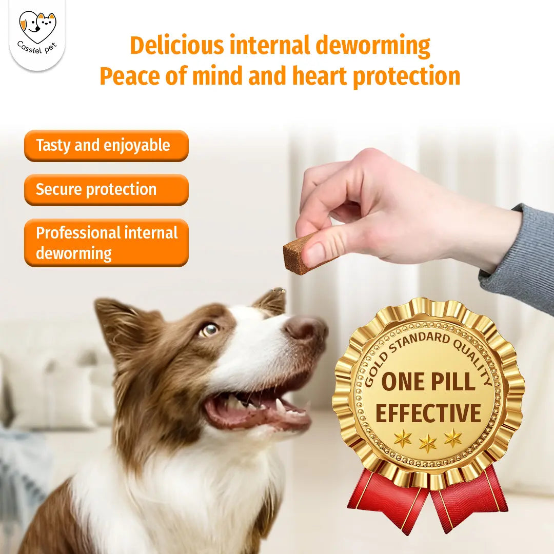 Cassicel-Pet Natural Dog Parasite Support Chews - Herbal Deworming Treats with Chicken Flavor for Digestive, Skin, and Immune Health Support