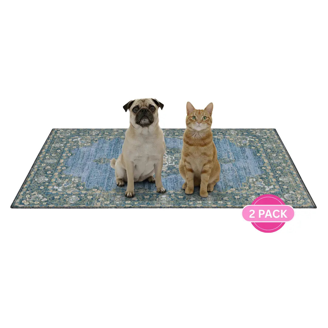 Lovewag Pets Reusable Dog Pads - Set of 2, Eco-Friendly and Leak-Proof, Available in Multiple Designs: Blue Mesa, Blue Hazel, Guava Stripes, Heirloom Rose, Sizes 36" x 48" and 28" x 41