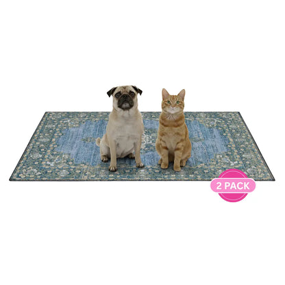 Lovewag Pets Reusable Dog Pads - Set of 2, Eco-Friendly and Leak-Proof, Available in Multiple Designs: Blue Mesa, Blue Hazel, Guava Stripes, Heirloom Rose, Sizes 36" x 48" and 28" x 41