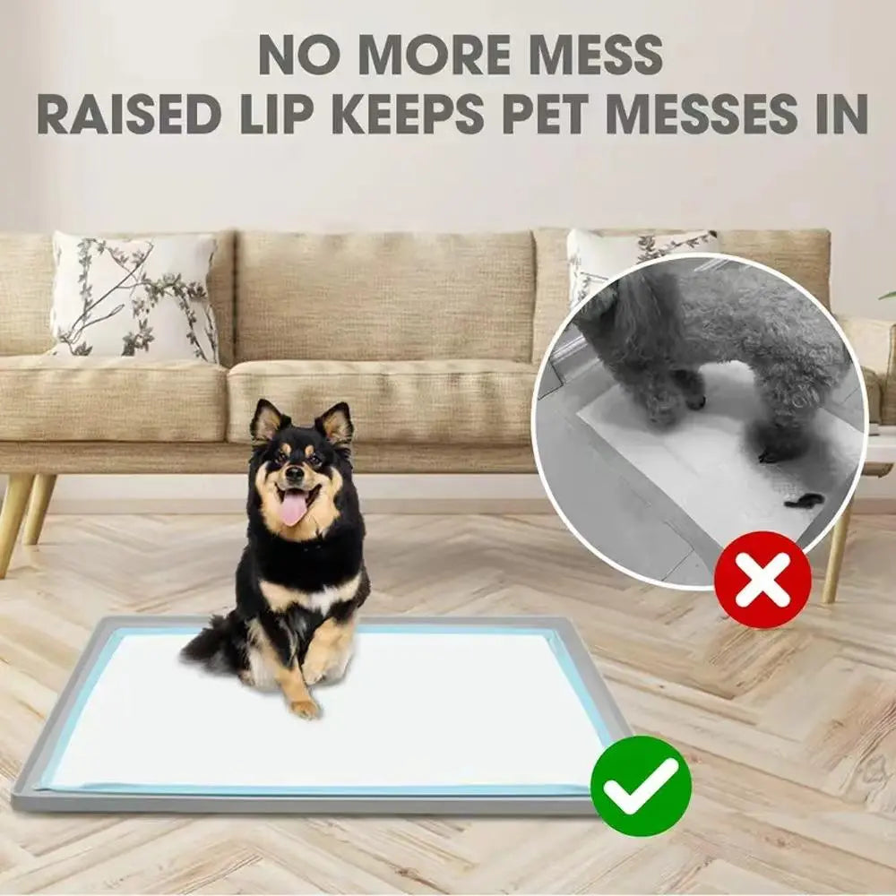 Dog Pee Pad Holder Tray - Fits Up to 36” x 23” Pads for Dogs - Durable Grip, Elevated Edges, and Easy-to-Clean Silicone Surface for Indoor Protection
