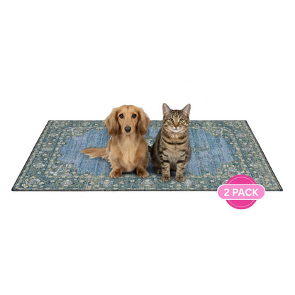 Lovewag Pets Reusable Dog Pads - Set of 2, Eco-Friendly and Leak-Proof, Available in Multiple Designs: Blue Mesa, Blue Hazel, Guava Stripes, Heirloom Rose, Sizes 36" x 48" and 28" x 41