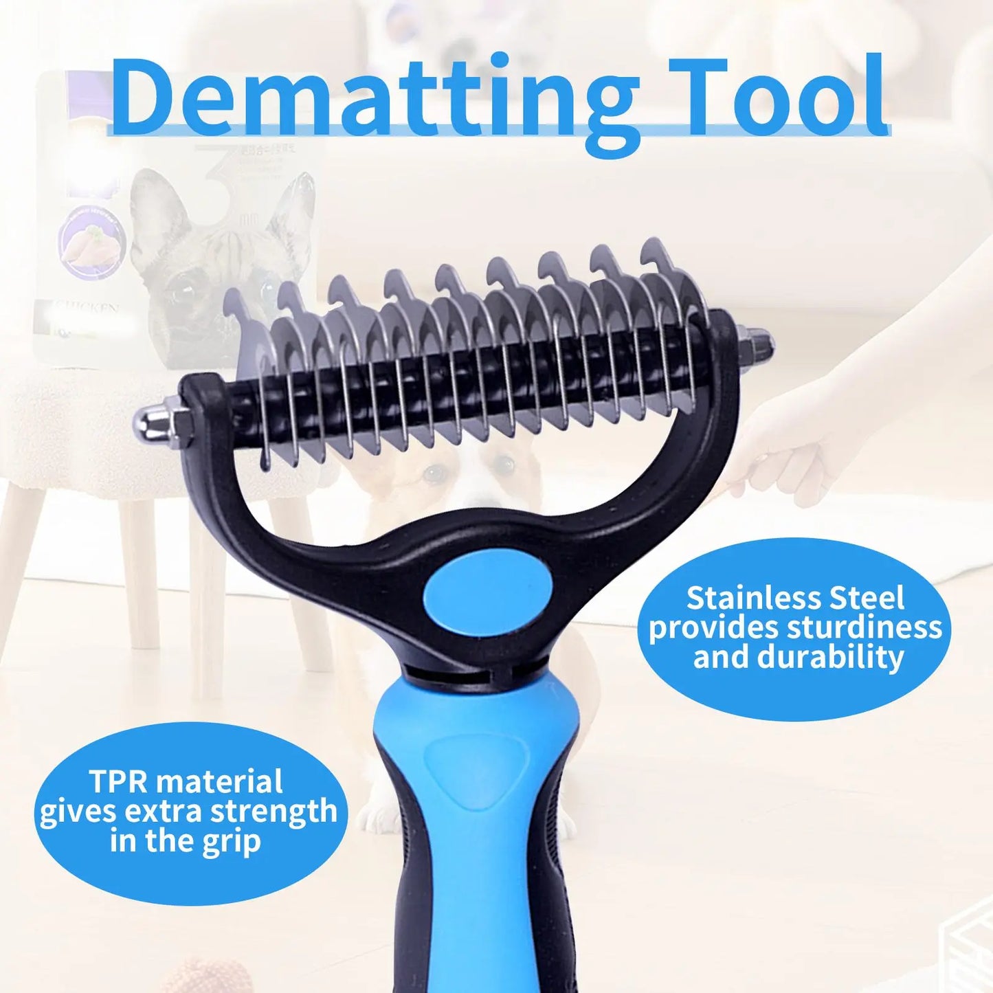 Professional Pet Grooming Brush - Dual-Sided Shedding and Dematting Undercoat Rake for Dogs and Cats, Effectively Reducing Shedding and Loose Fur