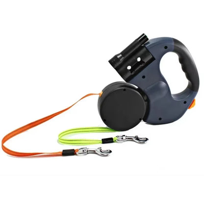 LED Automatic Retractable Dog Leash with Dual Heads and Built-in Storage Compartment - Premium Pet Accessories