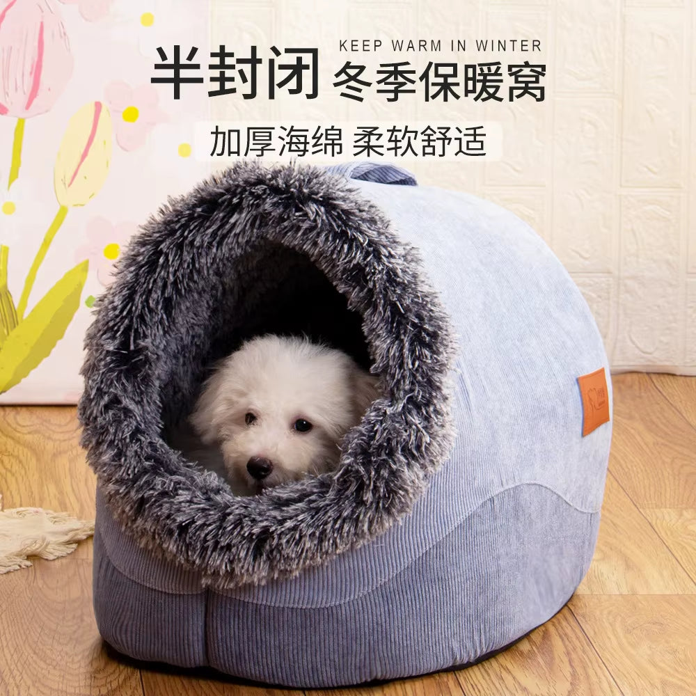 Self-Heating Winter Dog Bed and Comfortable Cat Sleeping Tent for Small to Medium Pets