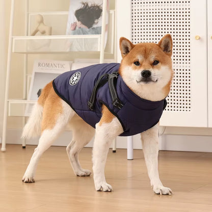 Premium Waterproof Winter Dog Jacket with Integrated Harness for Large Breeds, Ideal for Labradors, Chihuahuas, and French Bulldogs