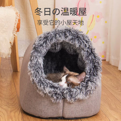 Self-Heating Winter Dog Bed and Comfortable Cat Sleeping Tent for Small to Medium Pets