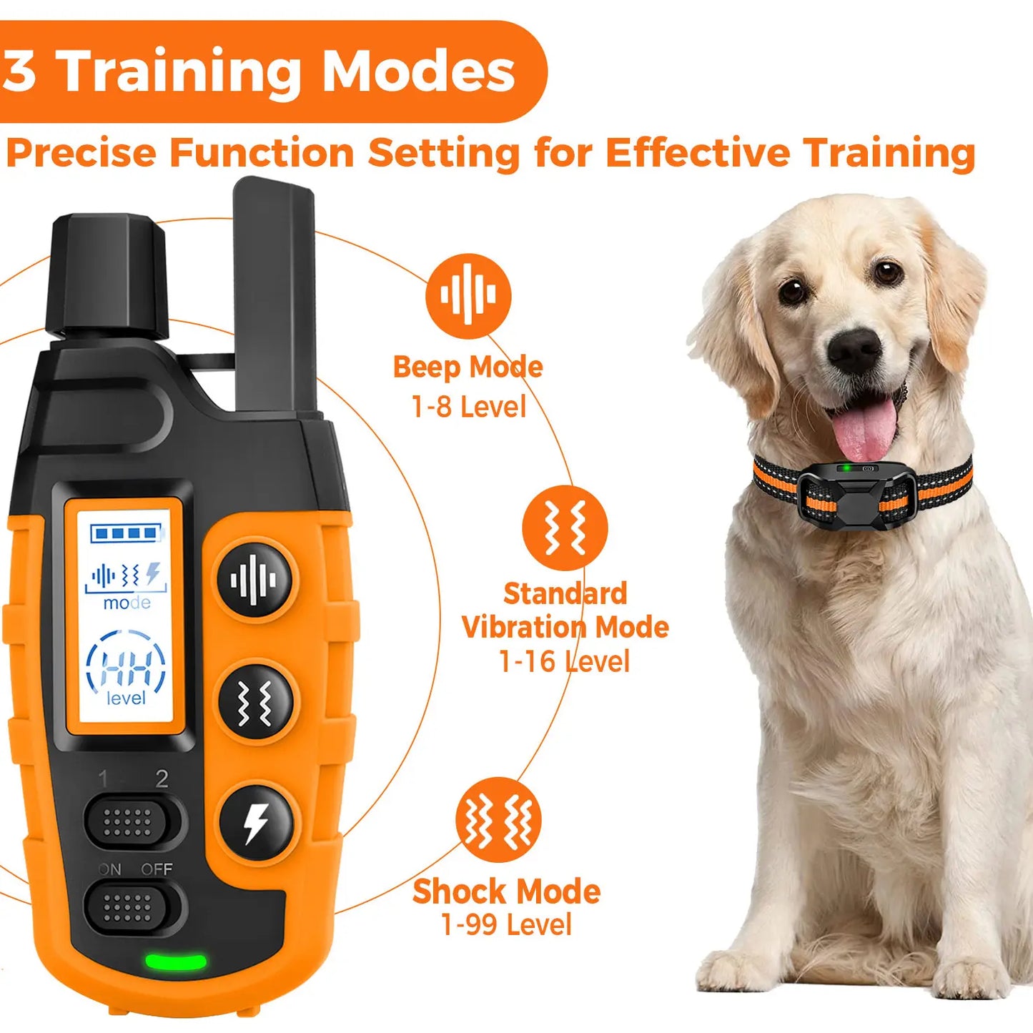 Professional Dog Training Collars with Remote Control, 3300Ft Range, Adjustable Nylon Strap, Multiple Training Modes (Beep, Vibration, Safe Shock), Rechargeable and Waterproof, Suitable for Dogs Weighing 5-150 lbs