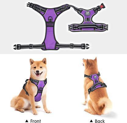 Adjustable No-Pull Dog Harness with Front Clip and Reflective Design, Soft Padded Vest with Control Handle for Small to Large Dogs (Purple, Medium)
