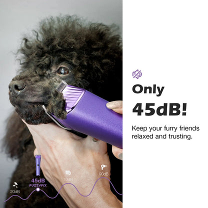 Nova Fuzzyfix Professional Dog Grooming Clipper with Replacement Blade - 5-in-1 Adjustable Cordless Pet Grooming Kit, 2-Speed Rechargeable Trimmer with Detachable Metal Guide Combs for Dogs and Horses