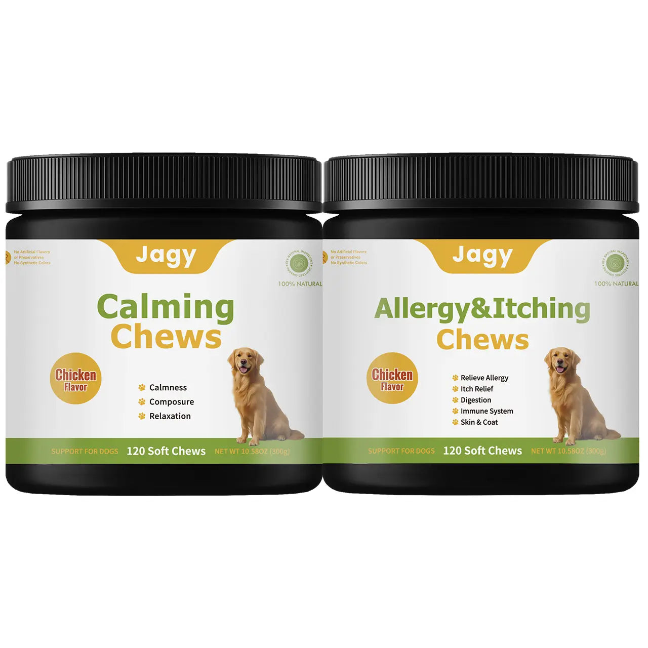 Jagy Omega-3 Allergy Relief Chews for Dogs - 120 Natural Fish Oil Treats for Itchy Skin, Hot Spots, and Shedding with Advanced Skin & Coat Vitamins for Optimal Pet Health