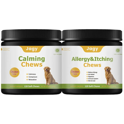 Jagy Omega-3 Allergy Relief Chews for Dogs - 120 Natural Fish Oil Treats for Itchy Skin, Hot Spots, and Shedding with Advanced Skin & Coat Vitamins for Optimal Pet Health