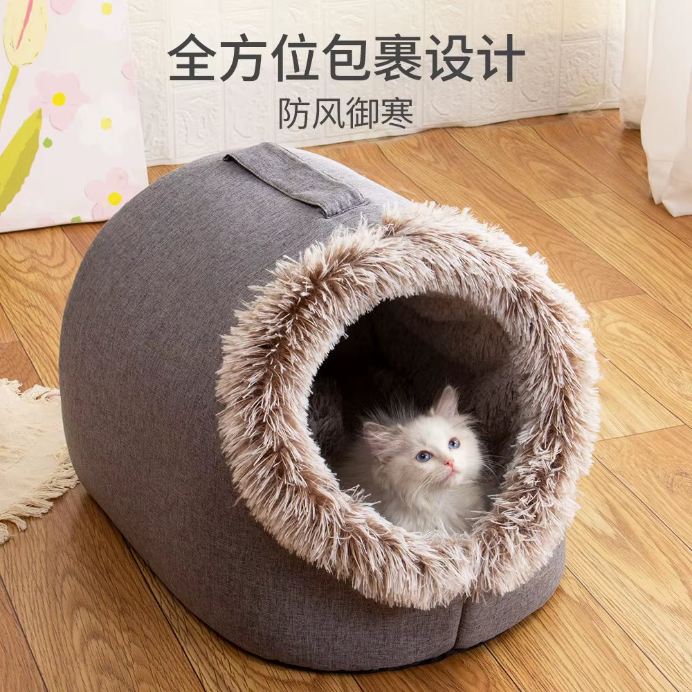 Self-Heating Winter Dog Bed and Comfortable Cat Sleeping Tent for Small to Medium Pets