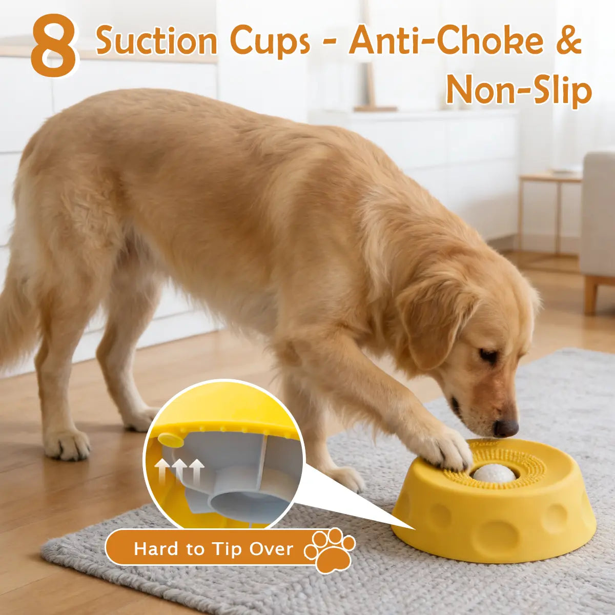 Pawpace Multi-Purpose Dog Bowl - Slow Feeder and Lick Bowl with Ball for Oral Hygiene, Featuring 8 Suction Cups for Mess-Free Liquid Treat Enrichment