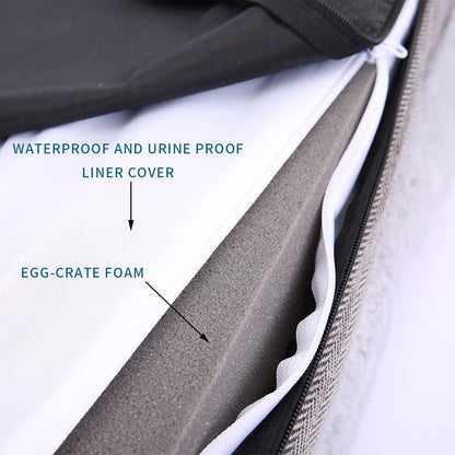 Extra Large Orthopedic Dog Bed with Bolster Sides, Removable and Washable Cover, Non-Slip Base, and Egg Foam Cushion, 46 x 30 Inches, Gray