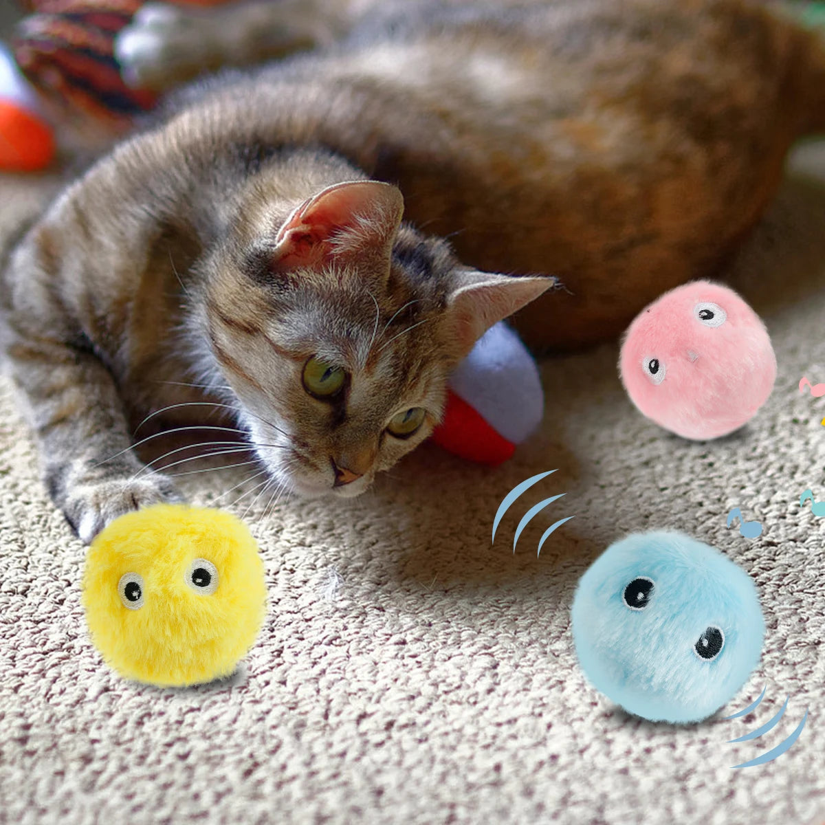 Interactive Electric Rolling Ball Toy for Cats - Plush Squeaky Balls for Indoor Playtime