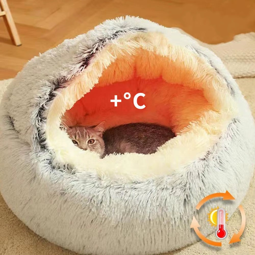 Winter Plush Round Pet Bed - Cozy Nesting Cushion for Small Dogs and Cats