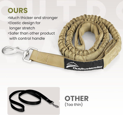 Heavy-Duty Bungee Dog Leash with Shock Absorption and Dual Padded Handles for Enhanced Safety and Comfort (Tan, 4 FT)