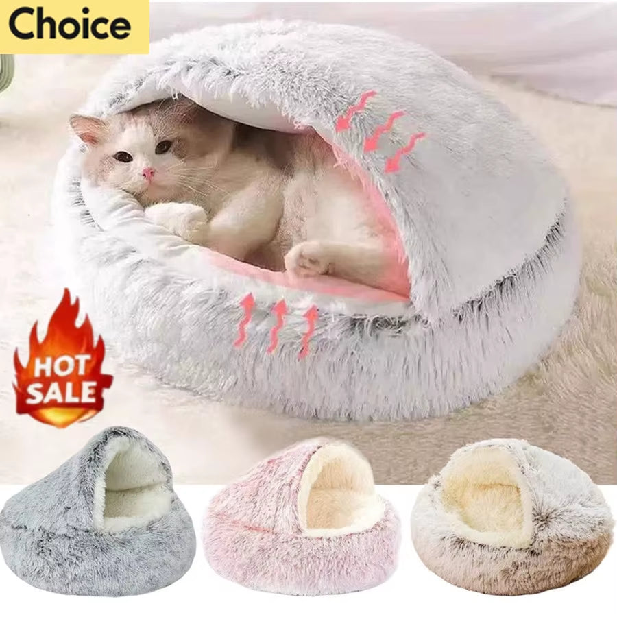 Winter Plush Round Pet Bed - Cozy Nesting Cushion for Small Dogs and Cats