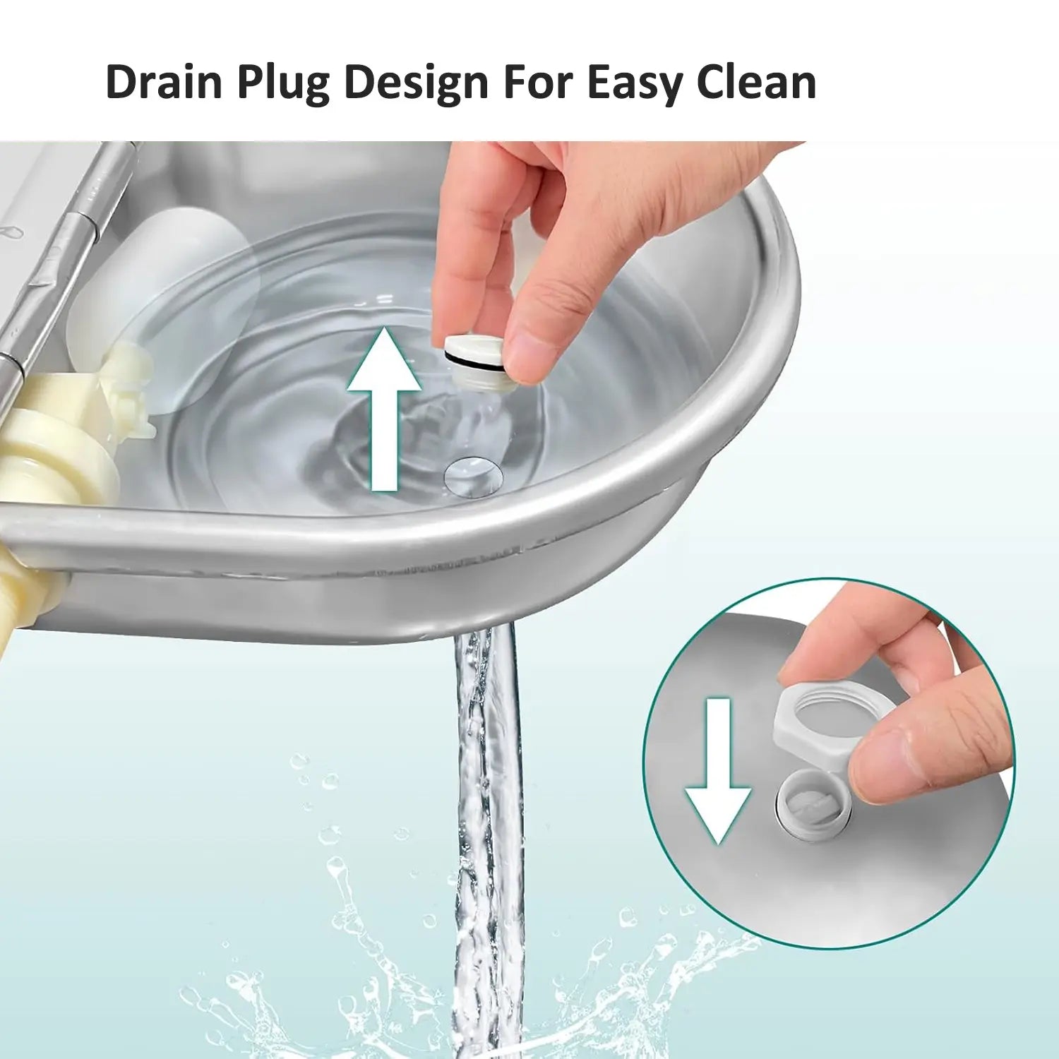 Automatic Pet Water Dispenser with Drain Plug and Hose for Convenient Refilling - Fountain Design