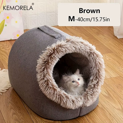 Premium Portable Cat Bed - Luxurious and Insulated Sleeping Solution with Convenient Carry Handle