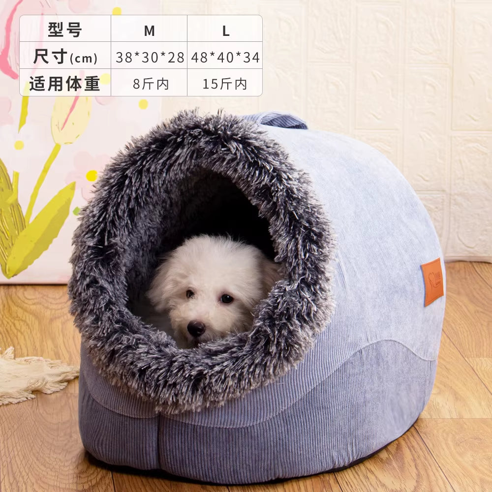 Self-Heating Winter Dog Bed and Comfortable Cat Sleeping Tent for Small to Medium Pets