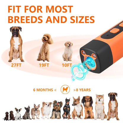 Rechargeable Sonic Dog Bark Deterrent - 25kHz Frequency Transmitter for Safe Anti-Bark Training, 50ft Range, Indoor/Outdoor Use