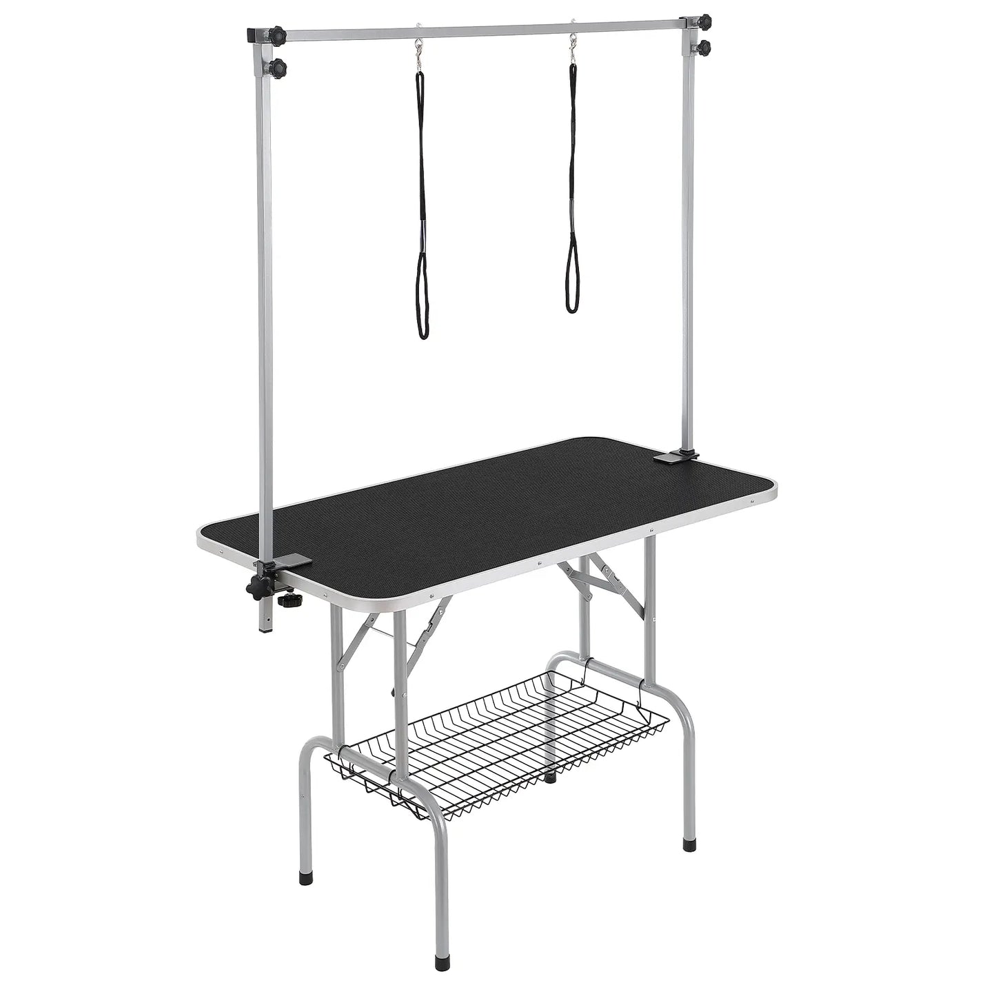 VEVOR Professional Pet Grooming Table with Two Arms and Clamp, 46'' Foldable Grooming Station for Medium and Small Dogs, Includes Free No-Sit Haunch Holder and Grooming Loop, Supports Up to 330 lbs