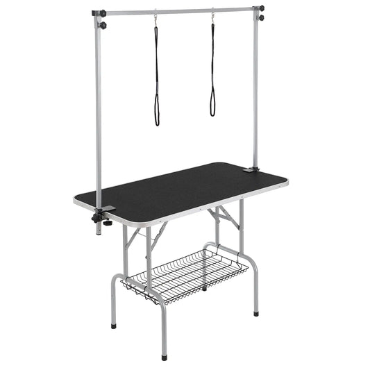 VEVOR Professional Pet Grooming Table with Two Arms and Clamp, 46'' Foldable Grooming Station for Medium and Small Dogs, Includes Free No-Sit Haunch Holder and Grooming Loop, Supports Up to 330 lbs