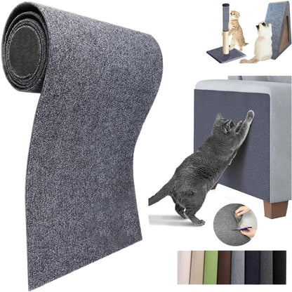 Self-Adhesive Cat Scratch Furniture Protector Mat - Customizable Scratch Pad for Cat Trees, Doors, and Couches (Dark Gray, 11.8 x 23 Inches)