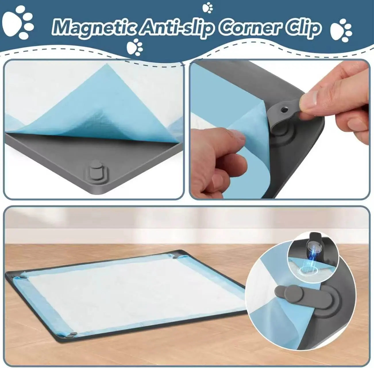 Dog Pee Pad Holder Tray - Fits Up to 36” x 23” Pads for Dogs - Durable Grip, Elevated Edges, and Easy-to-Clean Silicone Surface for Indoor Protection