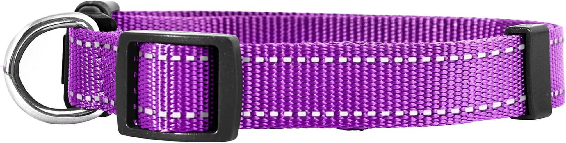 Adjustable Reflective Dog Collar in Vibrant Colors for Enhanced Night Safety, Suitable for Small, Medium, and Large Pets (Small, Purple)
