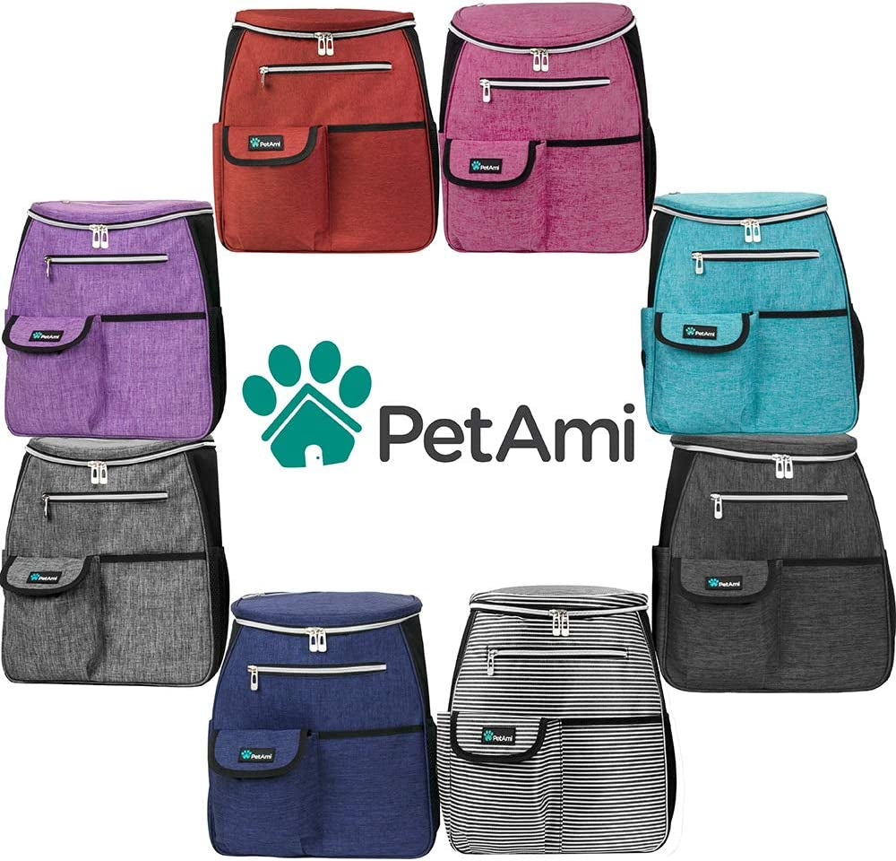 Dog Travel Backpack - Airline Approved Pet Carrier with Diaper Bag Supplies, Camping and Hiking Accessories, Includes Food Container and Collapsible Bowls, Pink