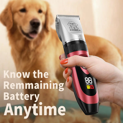 KALHELA Professional Dog Clippers with Low Noise Technology and LCD Digital Display - Rechargeable Cordless Grooming Kit for Small and Large Dogs and Cats