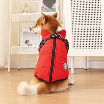 Premium Waterproof Winter Dog Jacket with Integrated Harness for Large Breeds, Ideal for Labradors, Chihuahuas, and French Bulldogs