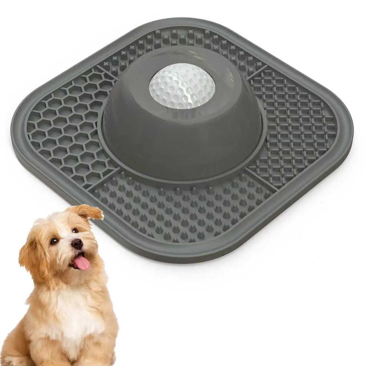 Pawlove Anti-Slip Slow Feeder Dog Bowl for Liquid Treats with Entertained Ball-In, Bone Broth Lick Bowl, 3/4 Cup Yogurt Lick Toy for Dogs of All Breeds - Ideal for Dietary Supplements and Post-Operative Nutrition