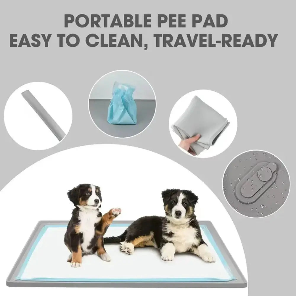 Dog Pee Pad Holder Tray - Fits Up to 36” x 23” Pads for Dogs - Durable Grip, Elevated Edges, and Easy-to-Clean Silicone Surface for Indoor Protection