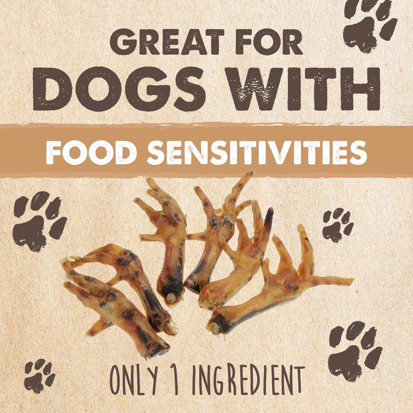 Mighty Paw Naturals All-Natural Chicken Feet Dog Chews - Crunchy, Protein-Dense, Grain-Free Treats for Joint Health