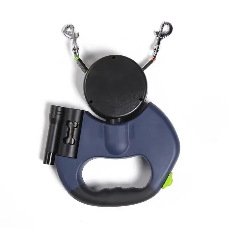 LED Automatic Retractable Dog Leash with Dual Heads and Built-in Storage Compartment - Premium Pet Accessories
