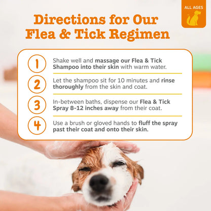 Fresh Start Pet Wash and Protect - 16 oz Shampoo and 16 oz Flea and Tick Spray Set