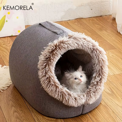 Premium Portable Cat Bed - Luxurious and Insulated Sleeping Solution with Convenient Carry Handle
