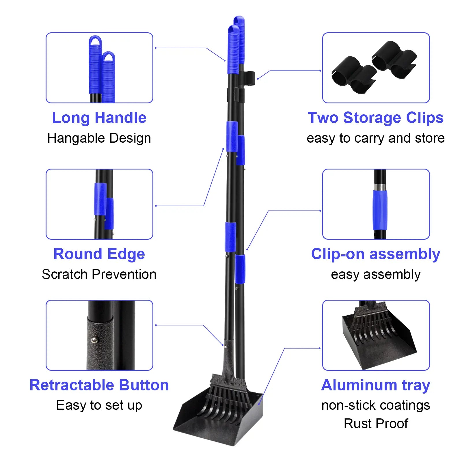 Dog Waste Management Set: Adjustable Stainless Steel Pooper Scooper Tray and Rake for All Dog Sizes