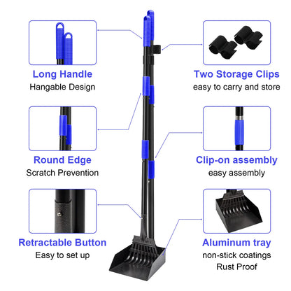 Dog Waste Management Set: Adjustable Stainless Steel Pooper Scooper Tray and Rake for All Dog Sizes