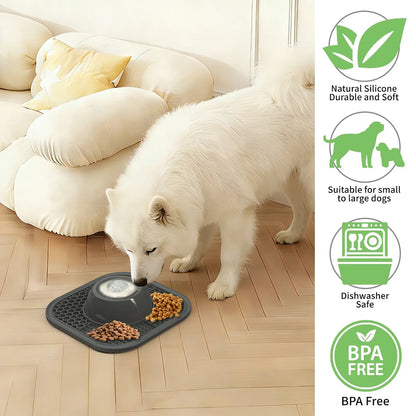 Pawlove Anti-Slip Slow Feeder Dog Bowl for Liquid Treats with Entertained Ball-In, Bone Broth Lick Bowl, 3/4 Cup Yogurt Lick Toy for Dogs of All Breeds - Ideal for Dietary Supplements and Post-Operative Nutrition