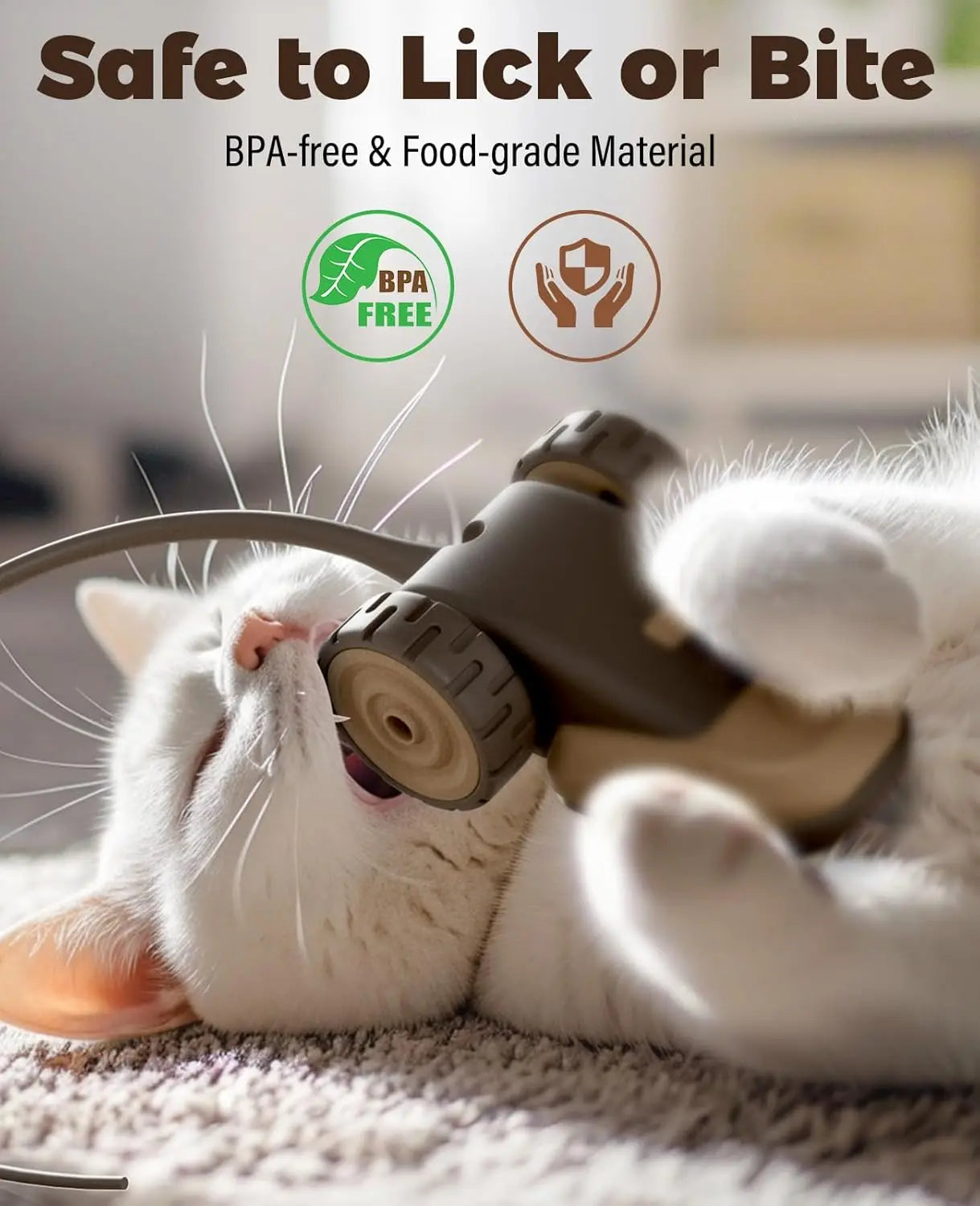 3-in-1 Interactive Cat Toy with Automatic Moving Mouse, Two-Speed Settings, Hanging Feather Ribbons, and Wiggly Silicone Tail for Indoor Cats and Kittens